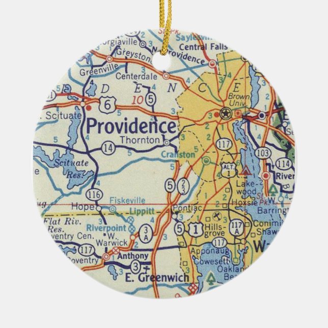 Providence RI Vintage Map Ceramic Ornament (Front)