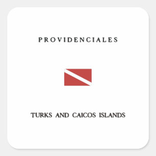 Providenciales Turks and Caicos Islands Scuba Dive Square Sticker