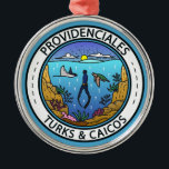 Providenciales Turks and Caicos Scuba Badge Metal Ornament<br><div class="desc">Providenciales vector art design. Providenciales,  known locally as Provo,  is an island in the Turks and Caicos archipelago,  in the Atlantic Ocean. It’s ringed by soft,  sandy beaches,  many of them on the north coast.</div>