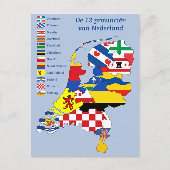 Province flag on Map Holland Postcard (Front)