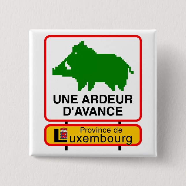 - Province of Luxembourg swipes in a HEAT IN 2 Inch Square Button (Front)