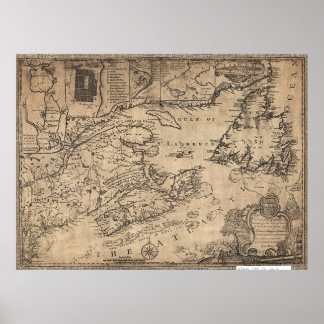 Province of Nova Scotia Canada Map (1776) Poster (Front)