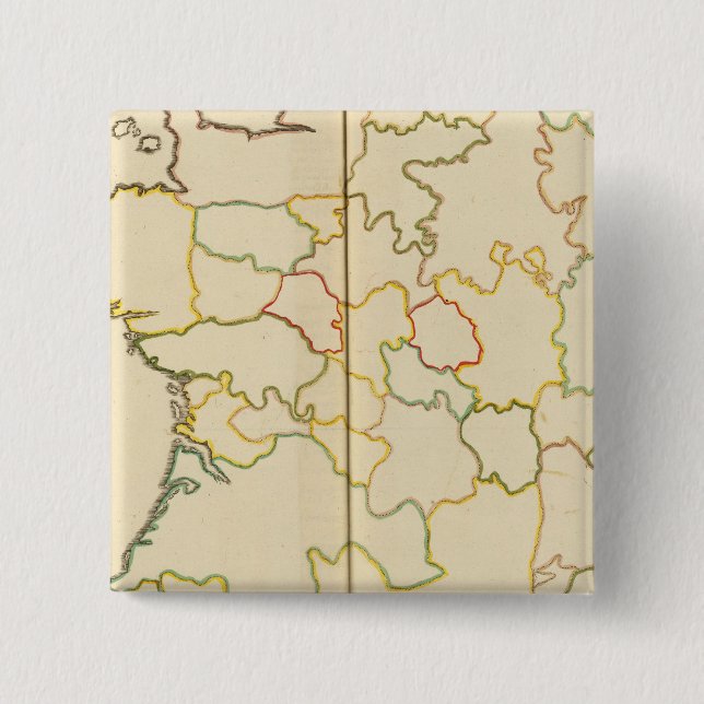 Provinces, France Outline 2 Inch Square Button (Front)