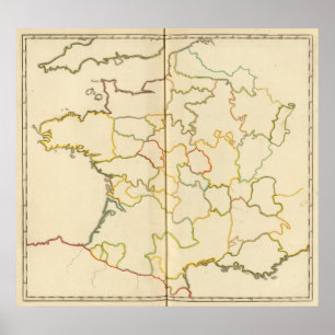 Provinces, France Outline Poster