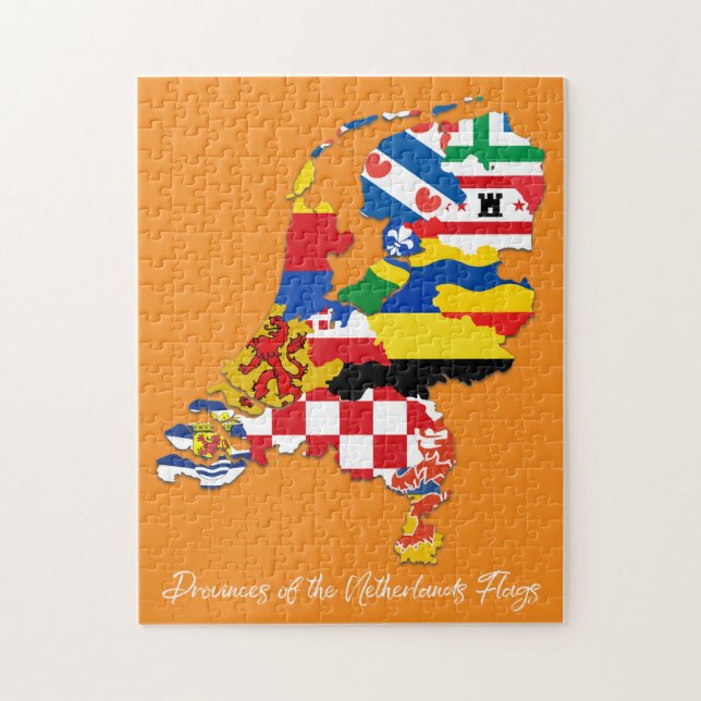 Provinces of the Netherlands Flags Map Educational Jigsaw Puzzle (Vertical)