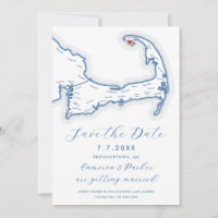 Provincetown MA Cape Cod Map Navy Blue Wedding