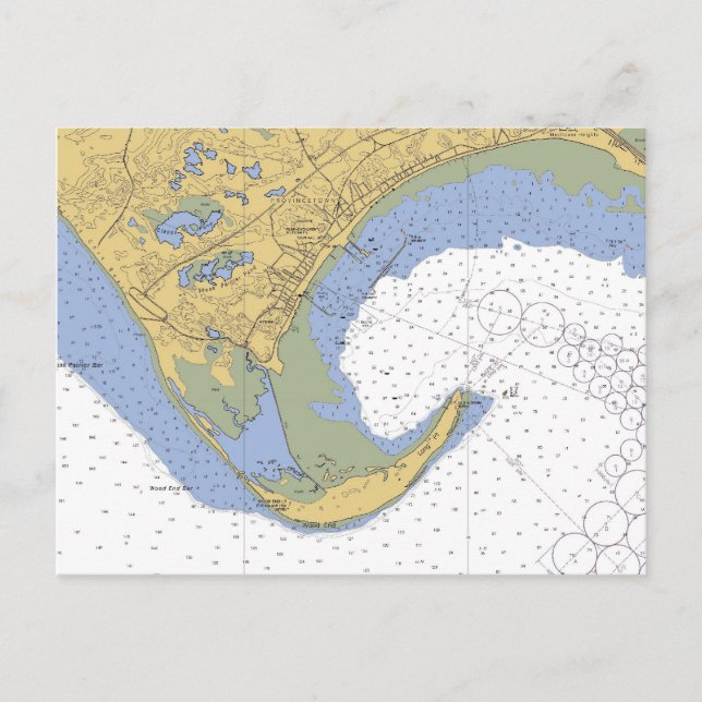 Provincetown MA Harbour Chart Postcard (Front)