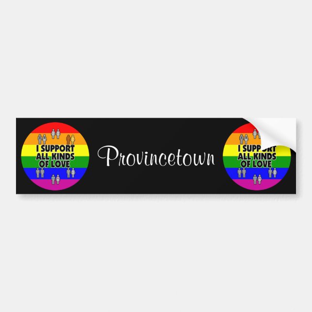 Provincetown MA Support Gay Rights Bumper Sticker (Front)