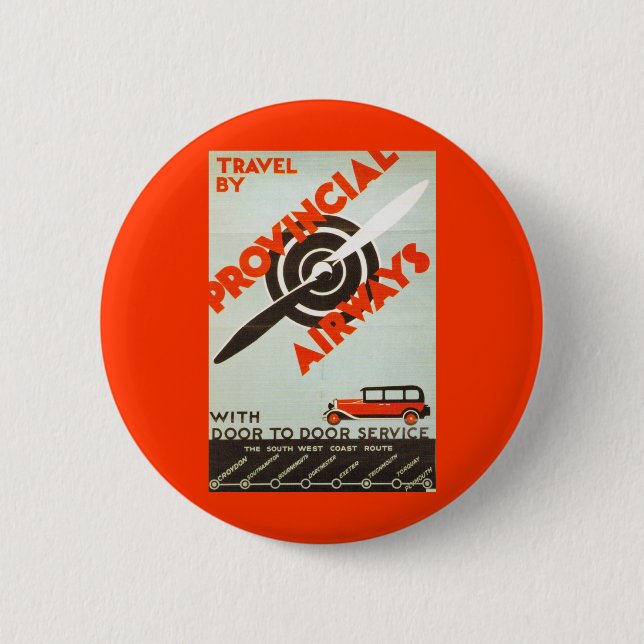 Provincial Airways 2 Inch Round Button (Front)