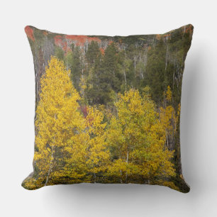 Provo River and aspen trees Throw Pillow