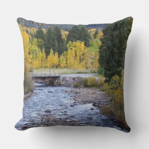 Provo River and aspen trees Throw Pillow