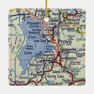 Provo Vintage Map Ceramic Ornament