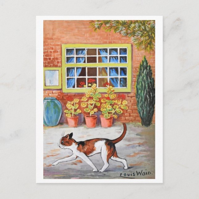 Prowling Cat, Louis Wain Postcard (Front)