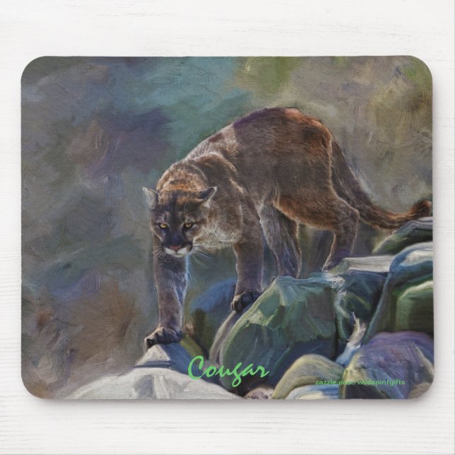 Prowling Cougar Mountain Lion Art Design Mouse Pad (Front)