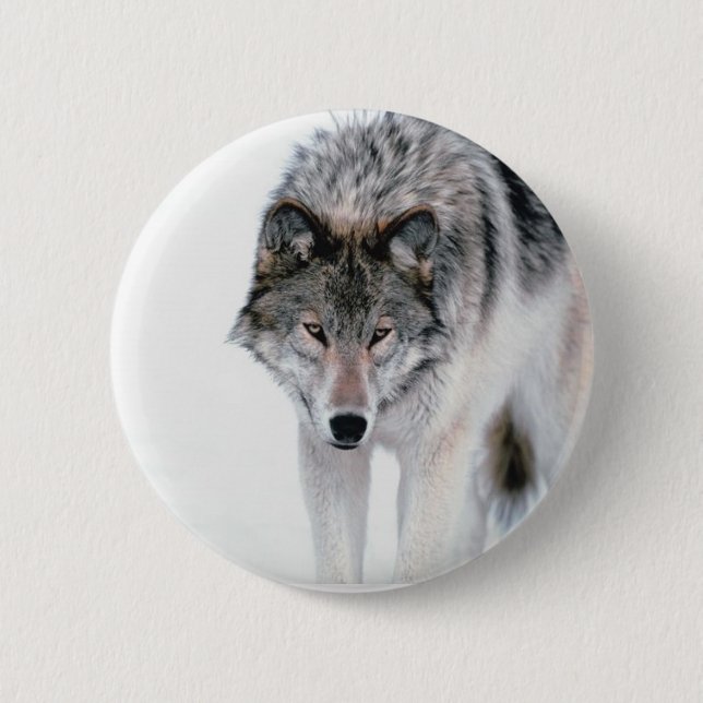 Prowling Wolf 2 Inch Round Button (Front)