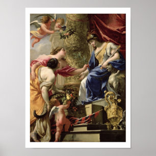 Prudence Leading Peace and Abundance, c.1645 (oil Poster