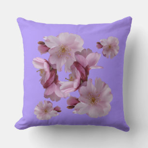 Prunus Blossoms Cust. BG Colour Throw Pillow