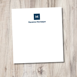 Prussian Blue Modern Chic Trendy Monogram Name Notepad