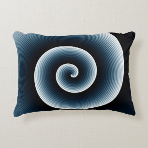 Prussian Blue Spiral Pattern Accent Pillow