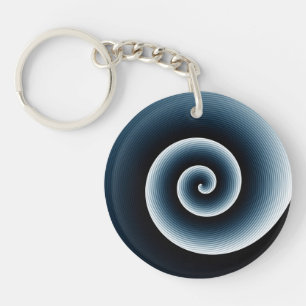 Prussian Blue Spiral Pattern Keychain