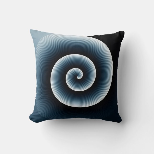 Prussian Blue Spiral Pattern Throw Pillow (Front)