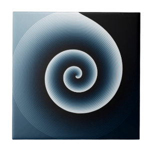 Prussian Blue Spiral Pattern Tile