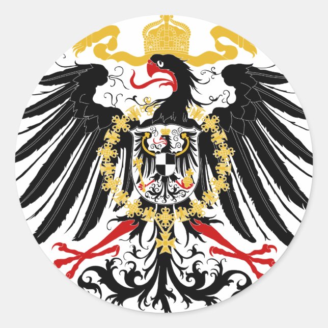 Prussian Eagle Red Black and Gold Classic Round Sticker (Front)