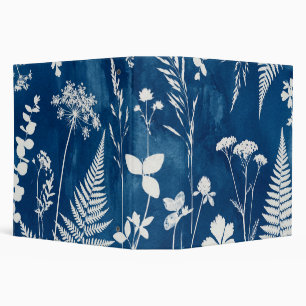 Prussian Indigo Blue Cyanotype Fern Botanical Art Binder
