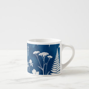Prussian Indigo Blue Cyanotype Fern Botanical Art Espresso Cup
