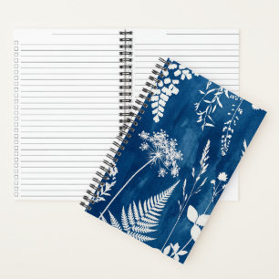 Prussian Indigo Blue Cyanotype Fern Botanical Art Notebook