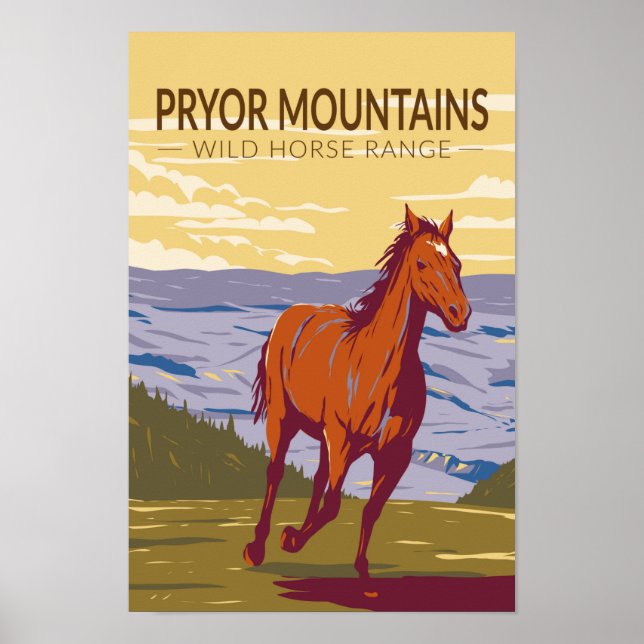 Pryor Mountains Wild Horse Range Vintage Poster (Front)