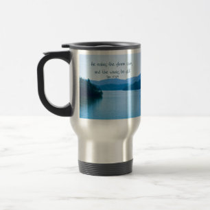 Ps 107:29 He makes the storm calm Travel Mug