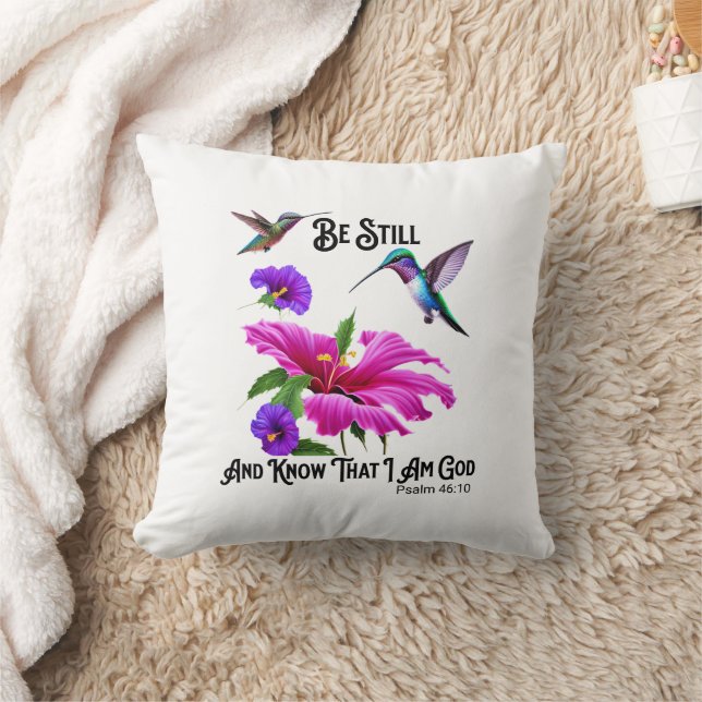 Ps 46:10 Be Still and Know Hummingbird  Throw Pillow (Blanket)