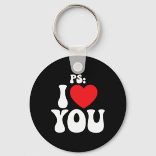 Ps I Love You Day Purple Funny Valentine Matching Keychain