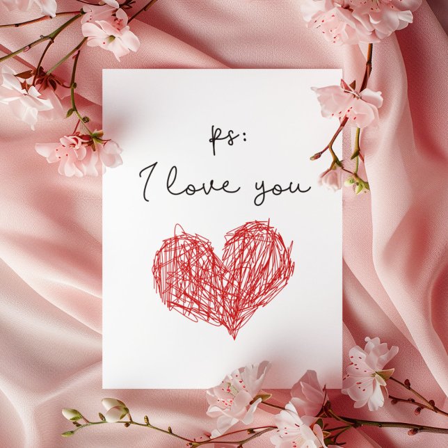 PS Je t'aime coeur Carte Saint Valentin (Créateur téléchargé)