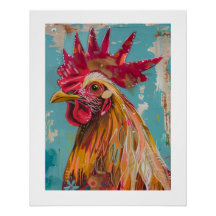 PS Nature Designs, Colorful BoHo Rooster Poster