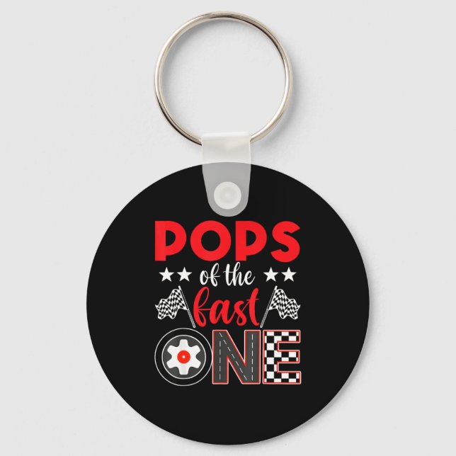 Ps Of The Fast One Birthday 1st Race Car Family  Keychain (Front)