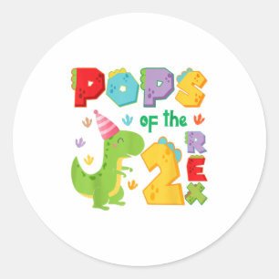 Ps Of The Two Rex 2nd Birthday Boy Dinosaur T-rex  Classic Round Sticker