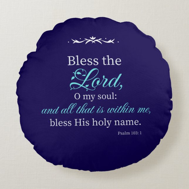 Psalm 103:1 Bible Verse Custom Christian Pillow (Front)