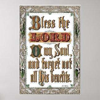 Psalm 103:2 Victorian Scripture Poster