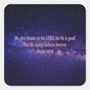 Psalm 107:1 square sticker