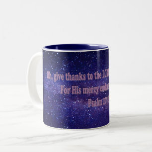 Psalm 107:1 Two-Tone coffee mug