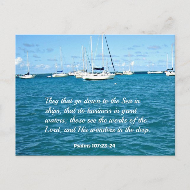 Psalm 107:23-24 They that go down to the Sea... Postcard (Front)