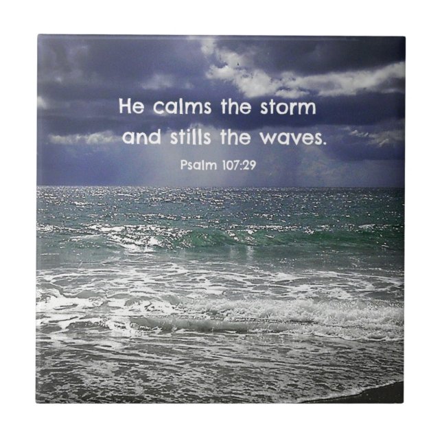 Psalm 107:29 He calms the storm and stills the... Tile (Front)