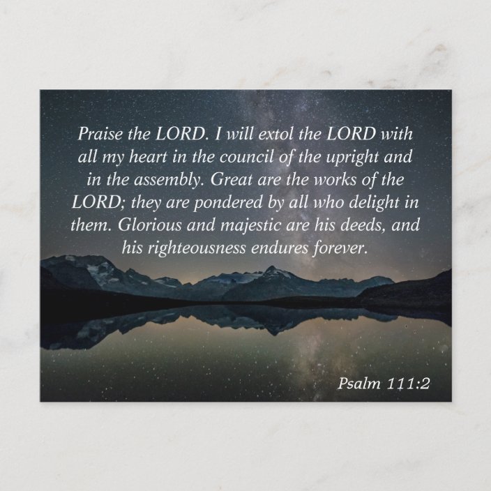 Psalm 111:2 Bible Verse Praise the Lord Nature Sky Postcard | Zazzle.ca