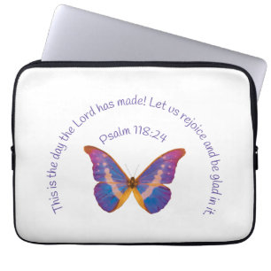 Psalm 118:24 and Watercolor Butterfly Laptop Sleeve