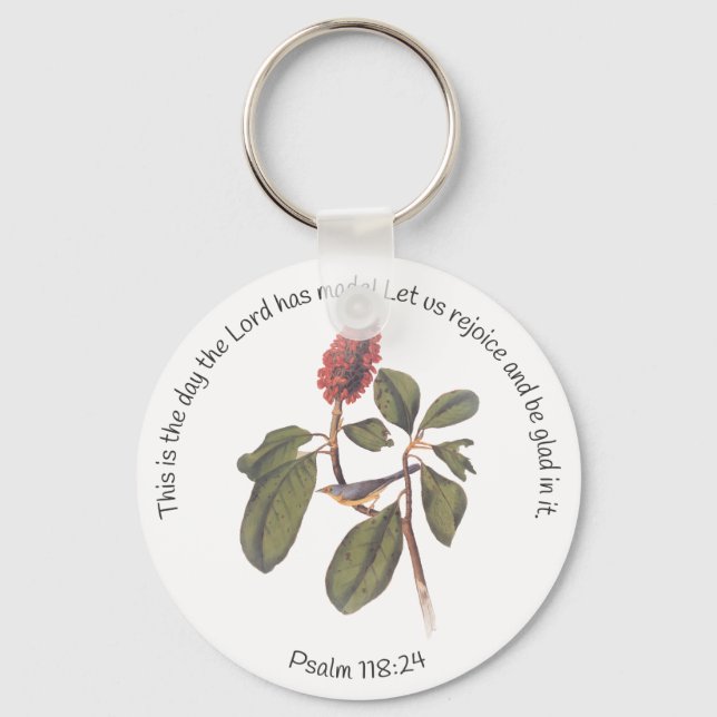 Psalm 118:24 Canada Warbler Keychain (Front)