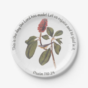 Psalm 118:24 Canada Warbler Paper Plate