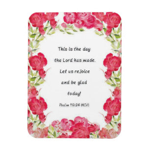 Psalm 118:24 Red Rose Magnet