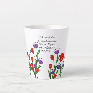 Psalm 118:24 Religious Christian Verse Floral  Latte Mug